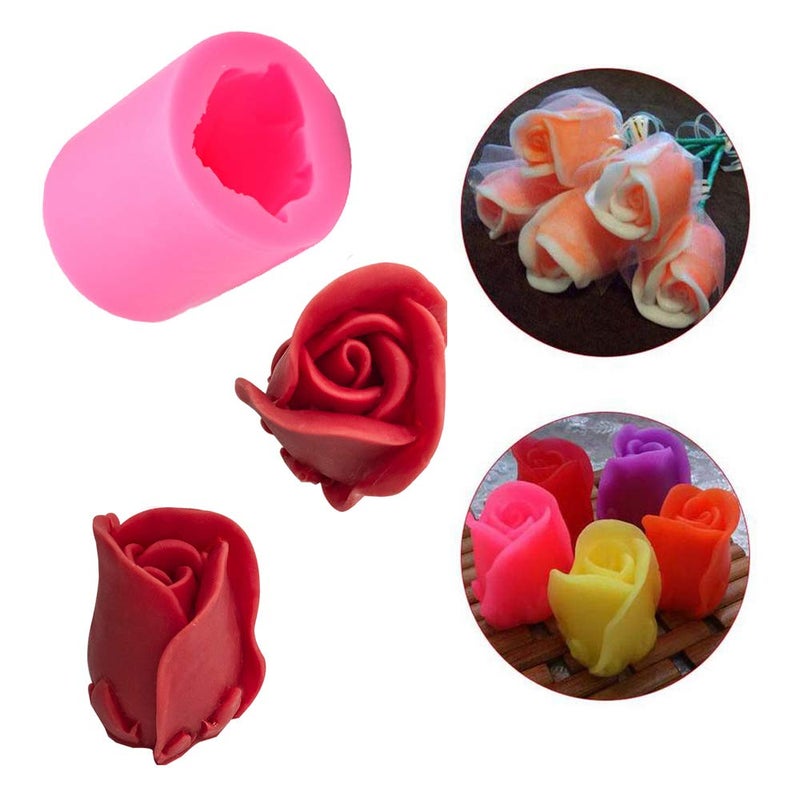HiParty 2Pcs/Set 3D Rose Flower Candle Molds, Rose Shaped Craft Art Silicone Mold for Fondant Cake Decoration Making Beeswax Candle Handmade Soap Lotion Bar Crayon Wax Plaster - Image 4